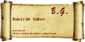 Babirák Gábor névjegykártya